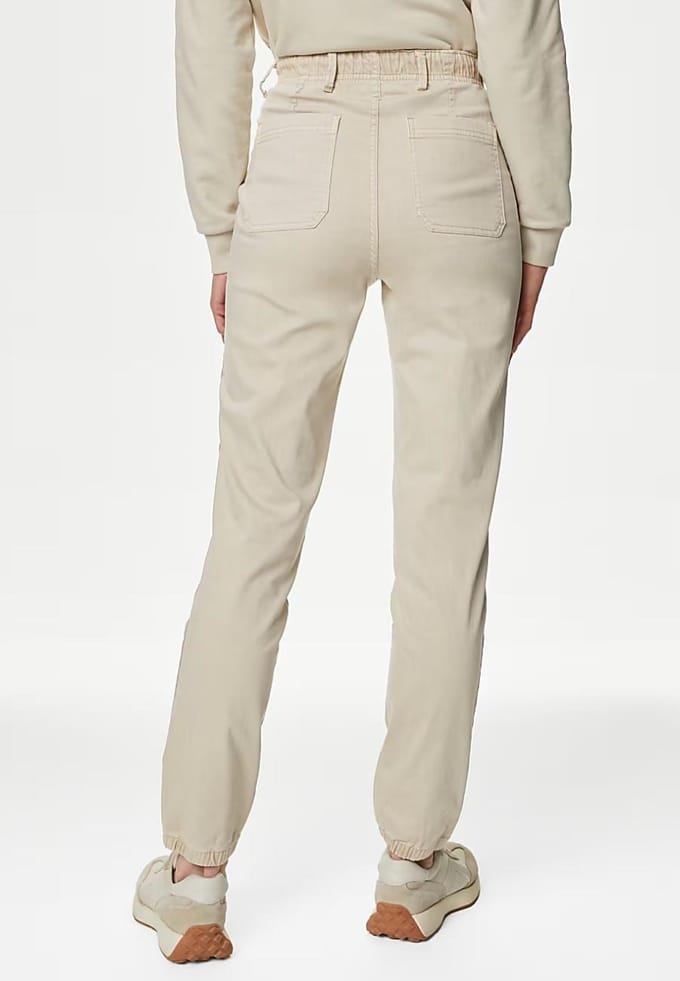 M&S Collection Dames Katoenmix Slim Fit Enkel Grazer Joggers Beige