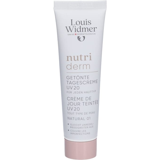 Louis Widmer - Nutriderm Getinte Dagcrème - UV20 - Parfumvrij - 30 ml - Naturel 01