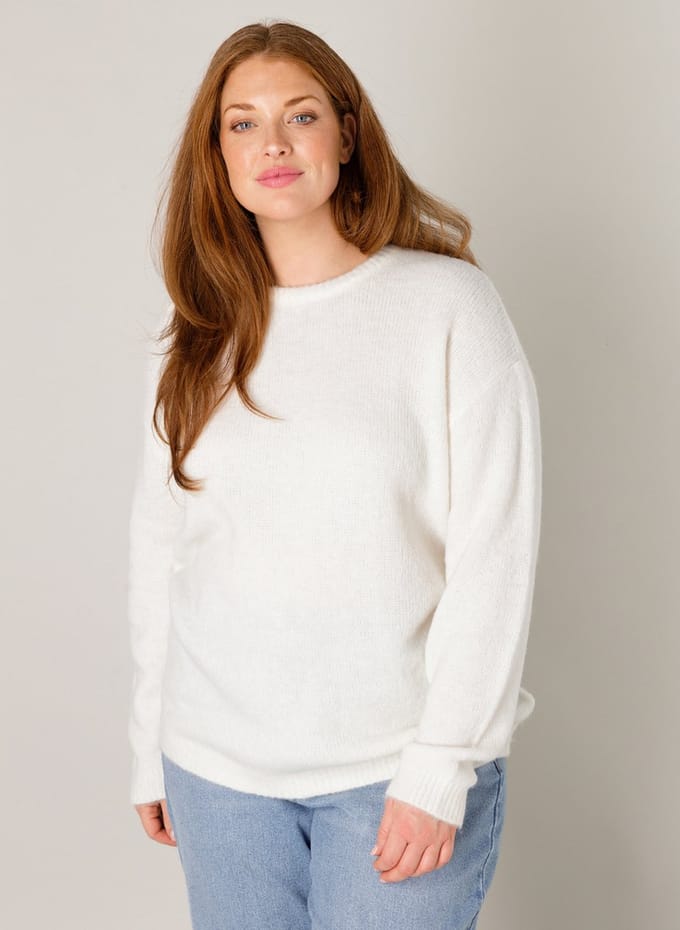 BASE LEVEL CURVY Yanara Tops - Ecru - maat X-0(44)