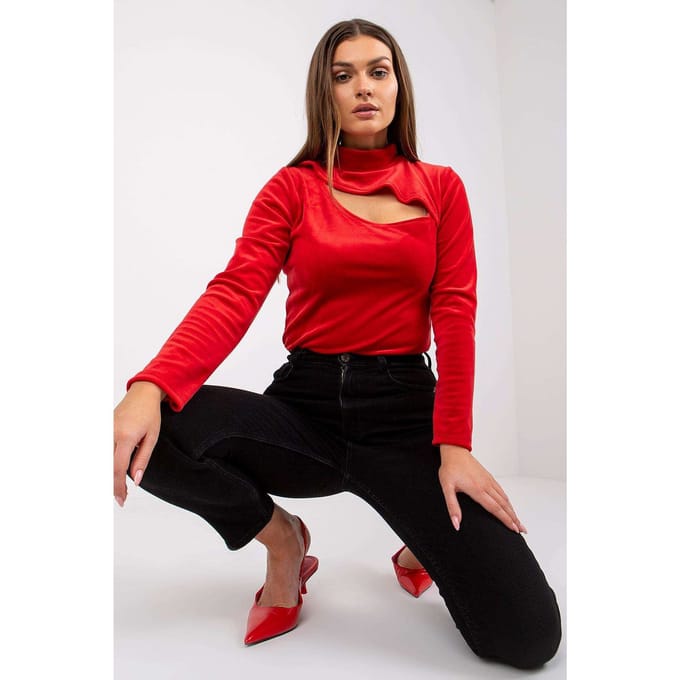 Velvet Cut Shine Top - Red / One Size