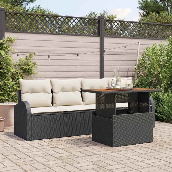 vidaXL - Tuinbank - Set - 5 - st - Zwart - en - Crème - 100 - x - 55 - x - 73 - cm