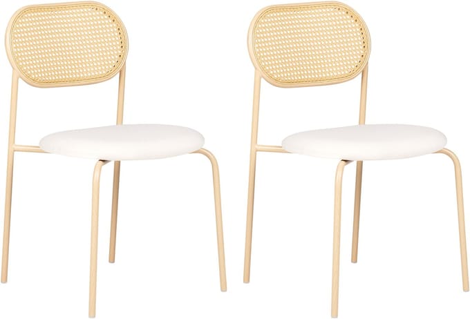 ADAVER - Eetkamerstoel set van 2 - Lichtbeige - Metaal