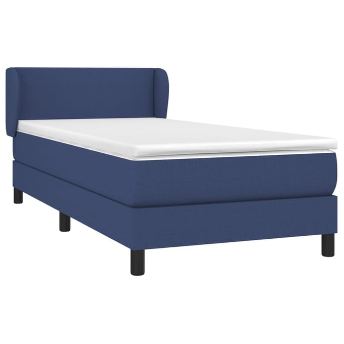 vidaXL - Boxspring - met - matras - stof - blauw - 80x200 - cm
