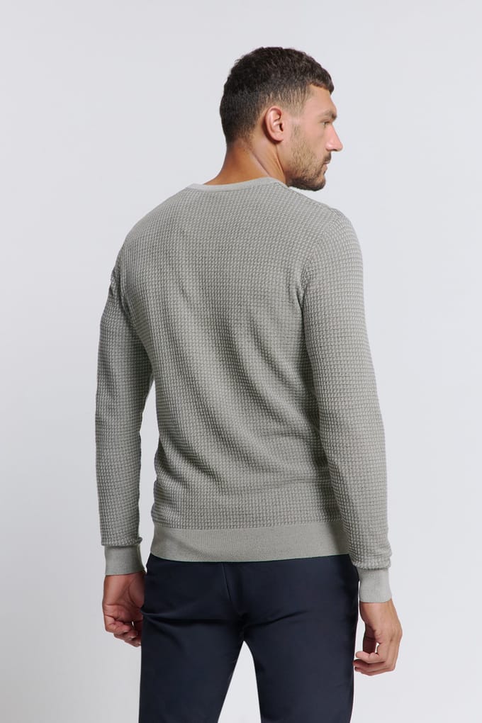 No Excess Pullover Crewneck 2 Coloured Waffle Jacquard Grey Größe: XXL | Pullover Outlet | Herren | Grau