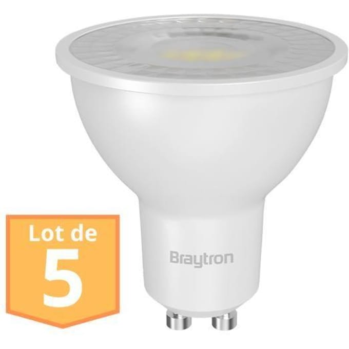 Set van 5 Braytron LED-lampen GU10 6.5W 6500K 630 Lumen