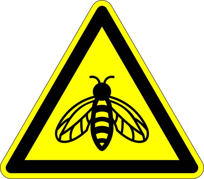 Pas op bijen sticker 50 mm - 10 stuks per kaart