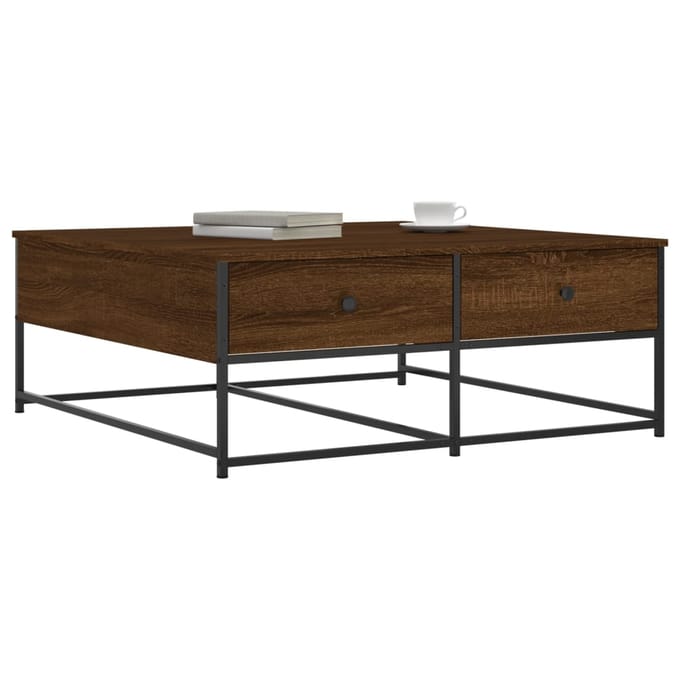 vidaXL - Salontafel - 100x99x40 - cm - bewerkt - hout - bruin - eikenkleur
