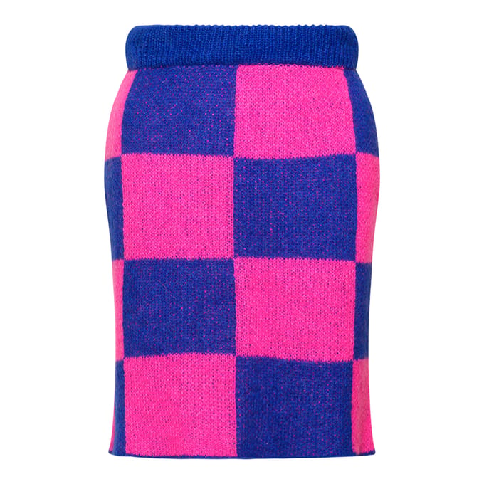 Kiana gebreide rok in roze/blauw