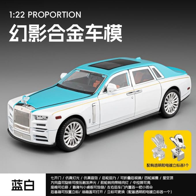 1:22 Rolls Royce Phantom Mansory Modified Edition Legering Metaal Diecast Model Auto Geluid En Licht Pull Back Kinderspeelgoed Verzamelen