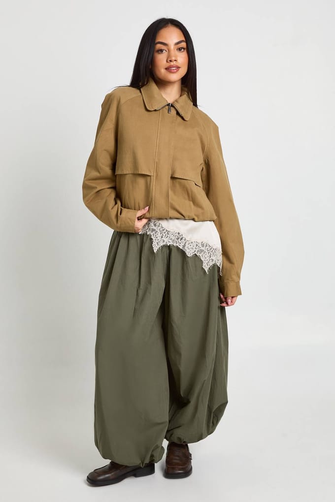 boohoo Dames Bomberjack Met Col | Kaki | Maat: 44
