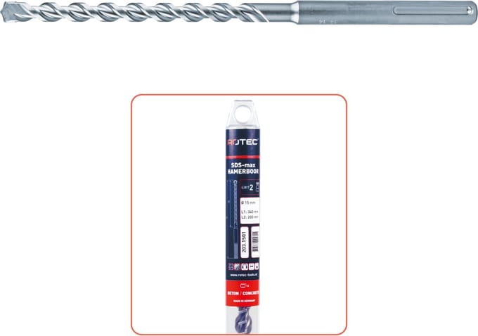Rotec type 203 hamerboor SDS-max, 2-snijder, Ø 14 x 400 x 540 mm.