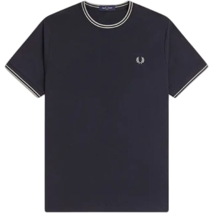 T-shirt met dubbel contrasterend biesje Fred Perry