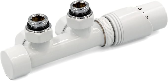 Radiator Aansluitblok - Thermostaatkraan Set - Centrale Verwarming - Universele Aansluiting - 50 mm - Wit