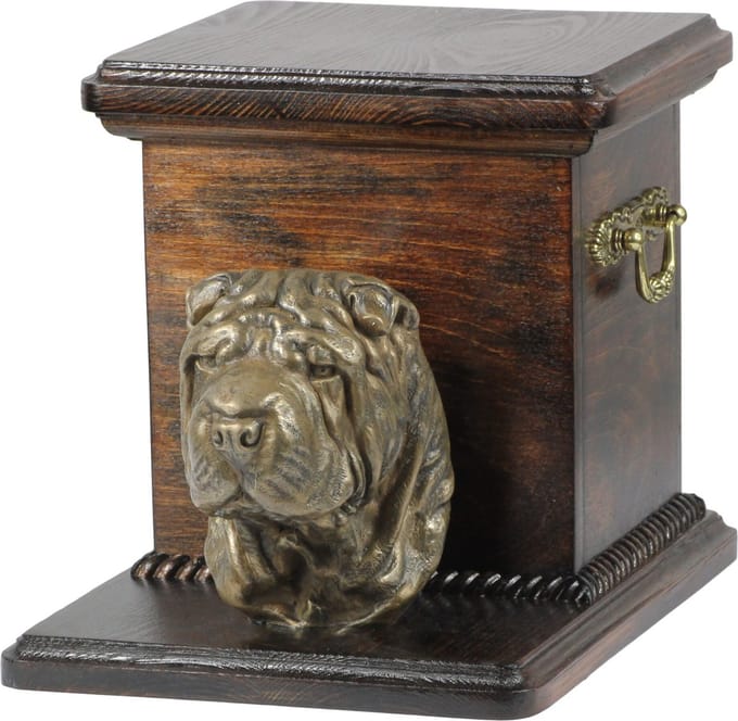 Elegante urn voor Shar Pei met hondenbuste, uniek en stijlvol