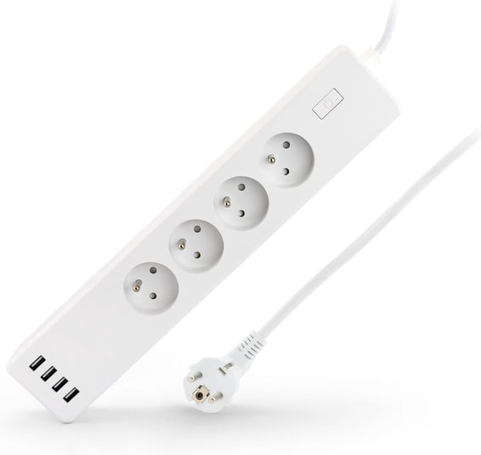 Caliber HWP302FU - Slimme stekkerdoos met type E stekker voor Franse en Belgische markt- Wit