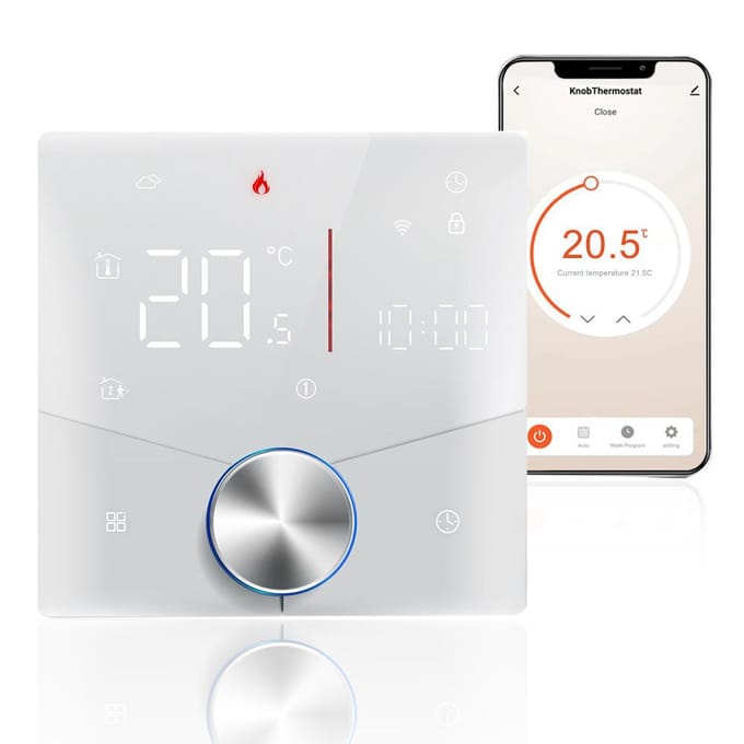 Smart Tuya WiFi-thermostaat Spraakbesturing Digitale wekelijkse programmeerbare temperatuurregelaar Digitaal Water Heating wit