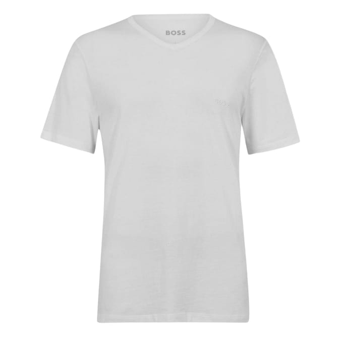 Boss Heren Logo V-Hals T-Shirt (Pakket van 3) (Wit)