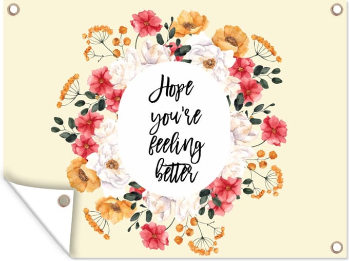 Tuin decoratie Beterschap - Quote - Bloem - Hope - 40x30 cm - Tuindoek