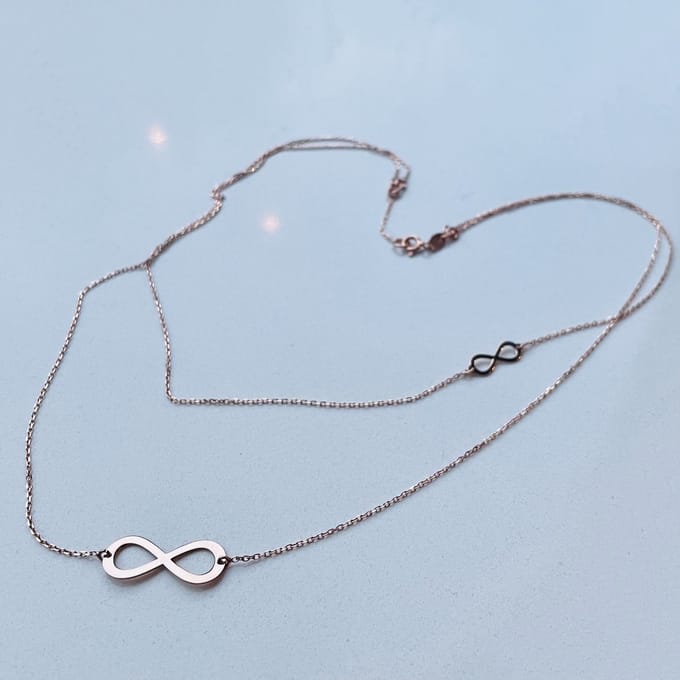 Layer ketting | collier | infinity | AG925 | Rosekleurig