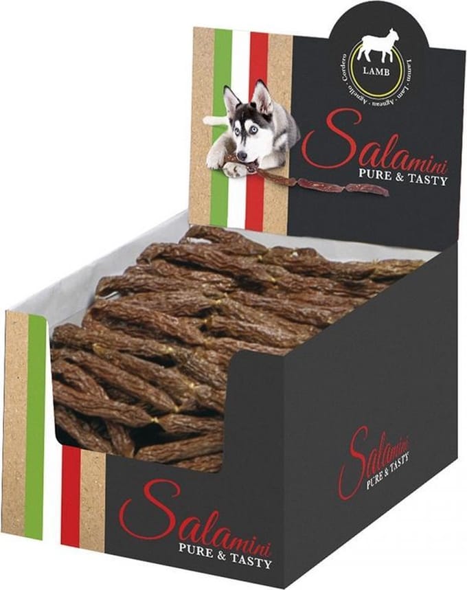 Ebi Salamini sausage string lamb, prijs is per doos vol.