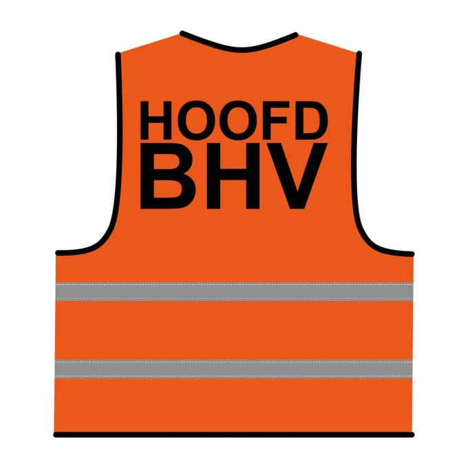 Hoofd BHV hesje oranje - polyester - one size maat - reflecterend