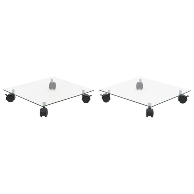 vidaXL - Plantenrollers - vierkant - 35x35 - cm - gehard - glas - 2 - st