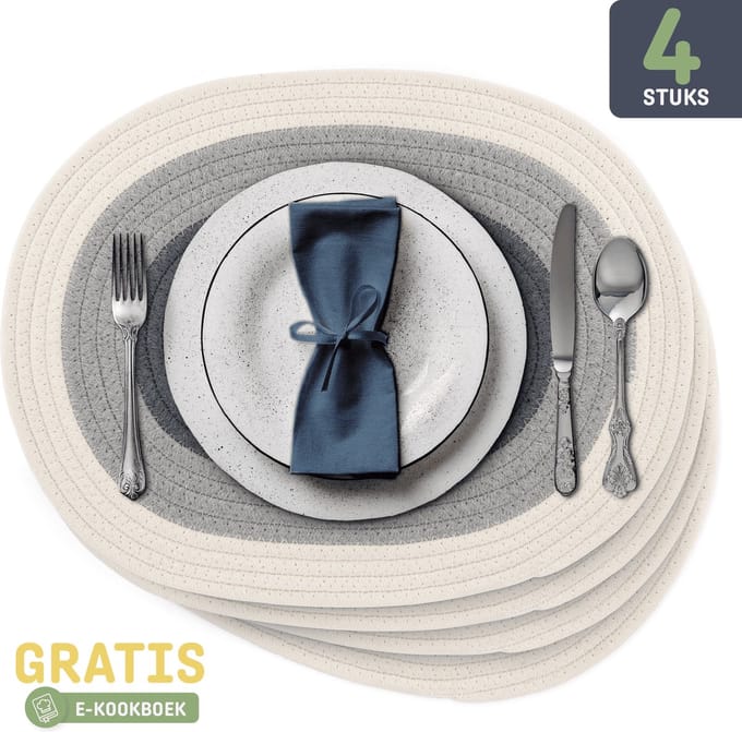 Sophie Nordinn® - Placemats Abisko - Katoen - Verloop - Set 4 stuks