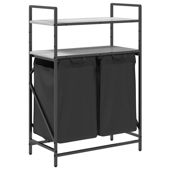 vidaXL - Wasmand - 2 - vakken - met - planken - grijs - sonoma - eiken