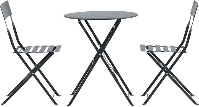 Marseille tuinmeubelset tafel, 2 stoelen donkergrijs.