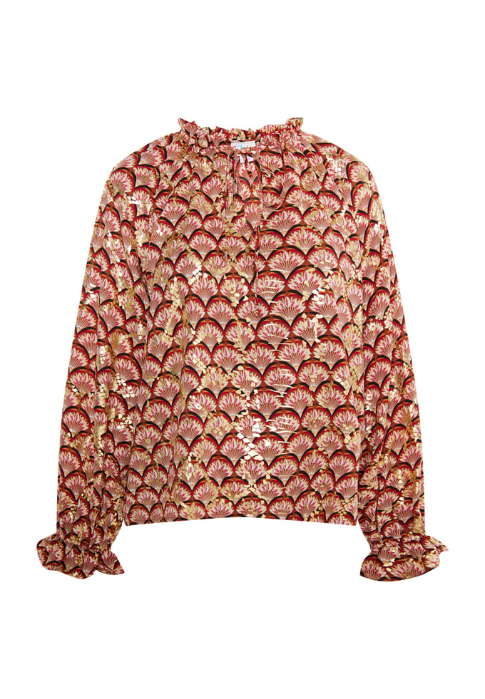 IZIA Blouse Dames Camel Veelkleurig