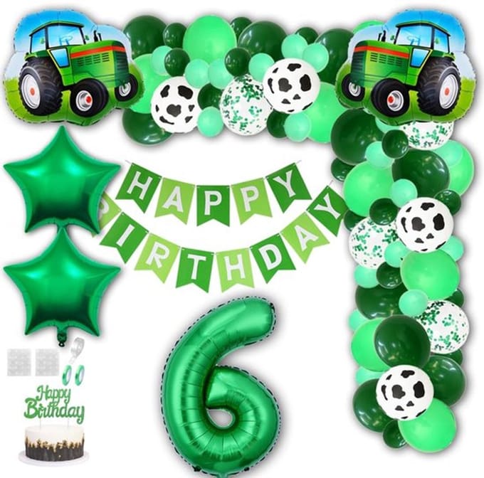 Allecto - Verjaardagsdecoratie - Folieballonnen - Groene tractor