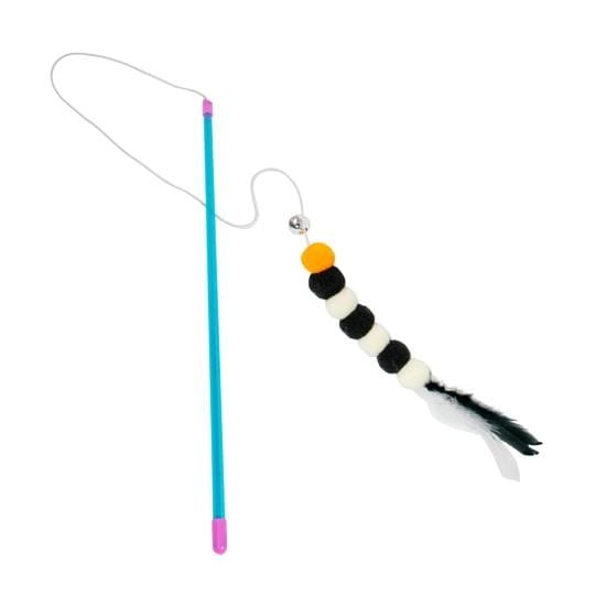 Jouet interactif pour chat avec corde rétractable et bâton amusant pour chat avec cloches et cordon élastique pour chatons violet