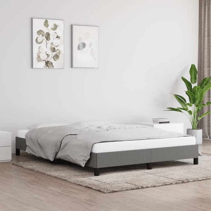 vidaXL - Bedframe - zonder - matras - stof - donkergrijs - 140x200 - cm