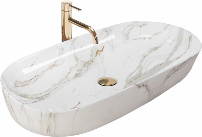 Rea Cleo 81 Aiax Shiny Opzetwastafel Steen Imitatie 81x41 cm