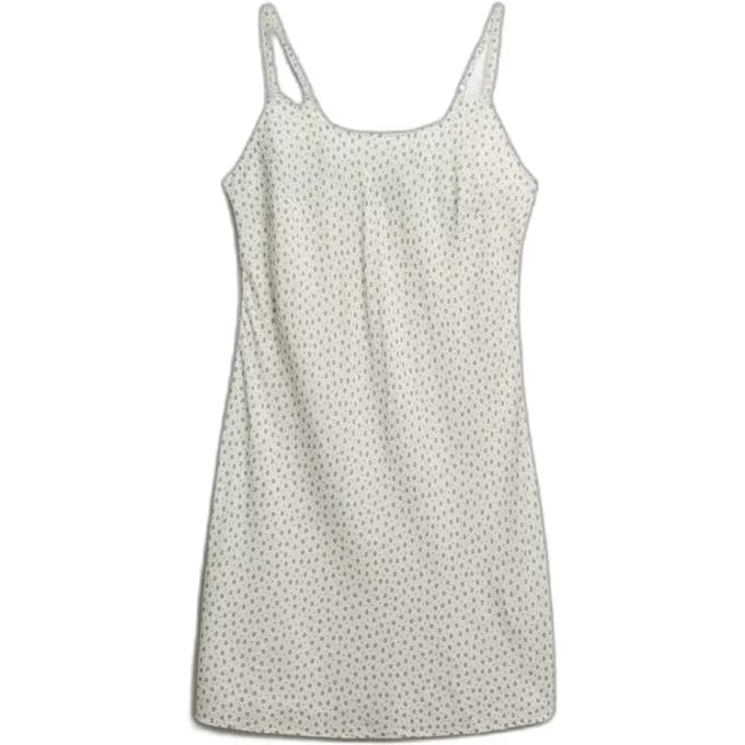 Superdry Printed Cami Mini Mouwloze Korte Jurk Beige S Vrouw