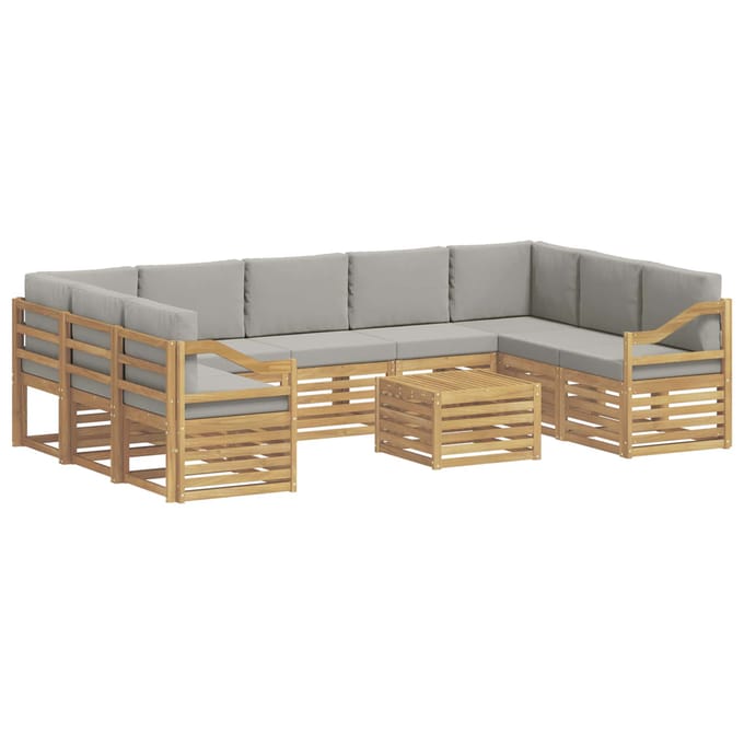 vidaXL - Buiten - bank - set - 10 - st - Wit - en - Lichtgrijs - Polyester