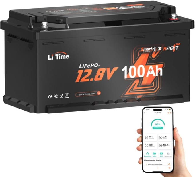 100Ah LiFePO4 Accu met Bluetooth en BMS voor Campers en Off-Grid Toepassingen