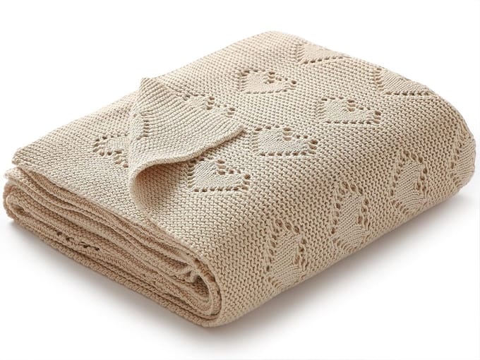 Gebreide Cellulaire Baby Deken - 100% Katoen - 100 x 80cm - Beige