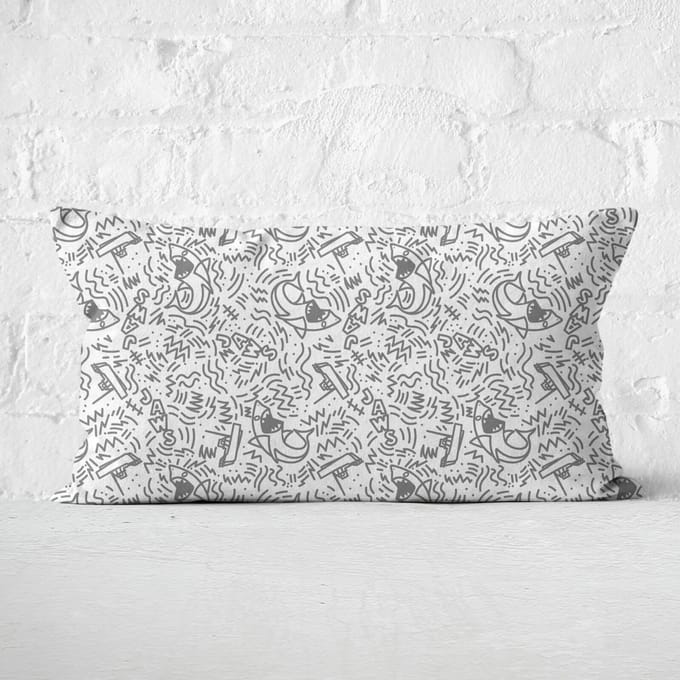 Jaws Doodles Rectangular Cushion - 30x50cm - Soft Touch