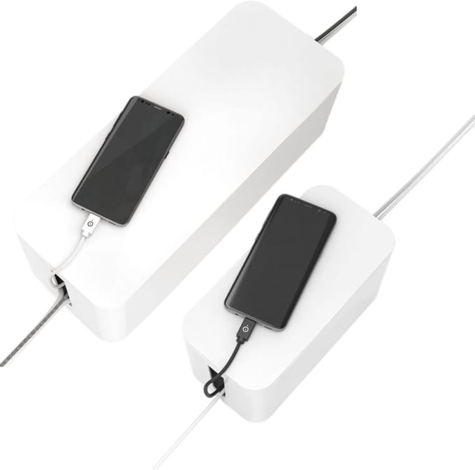 Set Pack 2x Kabelbox Kabelkast Kabelmanager Laadbox Kabel-Organizer Box TV PC