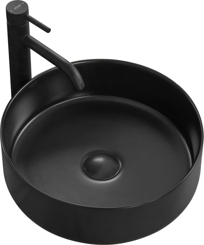 REA Sami Opzetwastafel - Waskom - Ø 36 x 11.5 cm - Mat Zwart