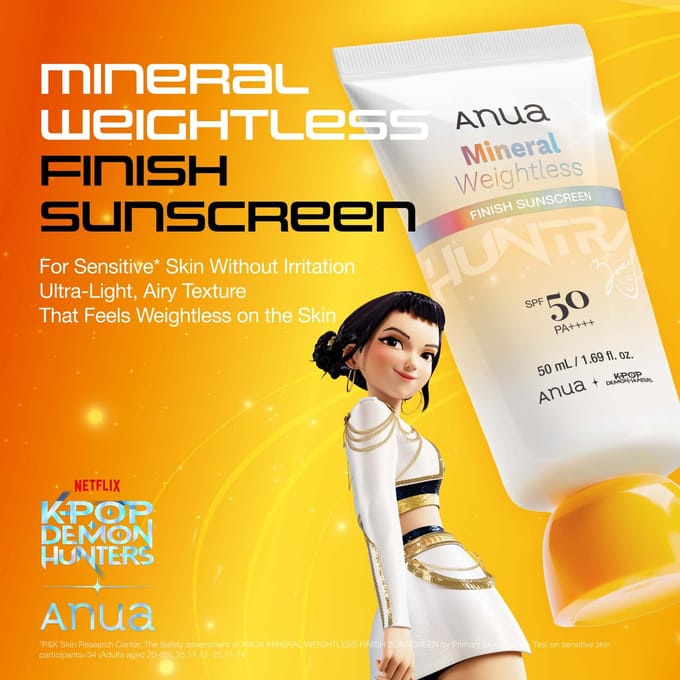 Anua - Mineral Weightless Finish Sunscreen Kpop Demon Hunters Collaboration 50ml
