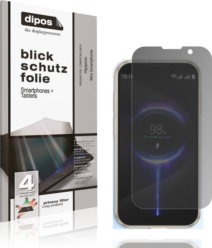 dipos – Matte Privacy Screenprotector geschikt voor Hipipooo Mini Smartphone | Anti-Spy Beschermfolie