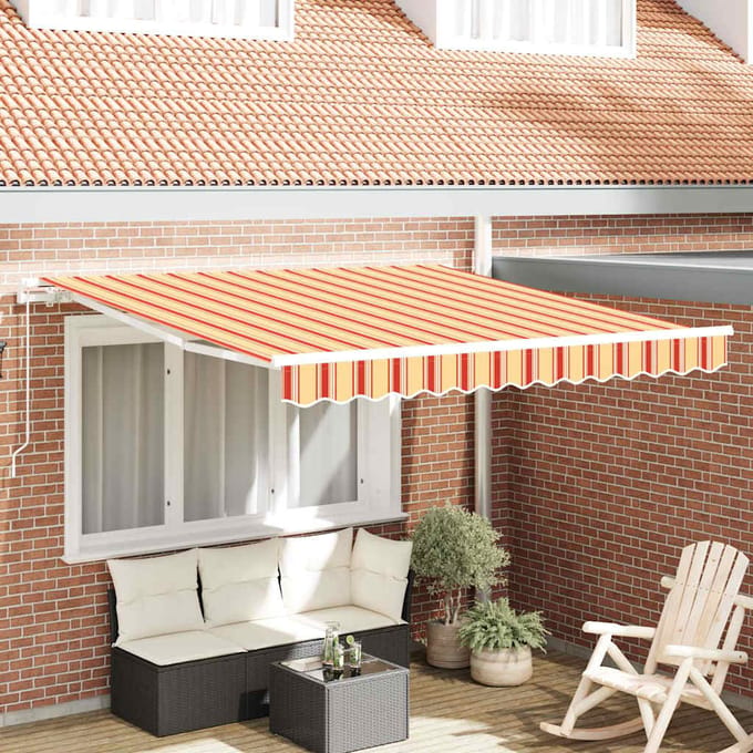 vidaXL - Uitschuifbare - luifel - Geel - en - Oranje - 300 - x - 250 - cm