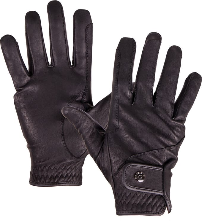 QHP Rijhandschoenen Leather Pro Zwart - L