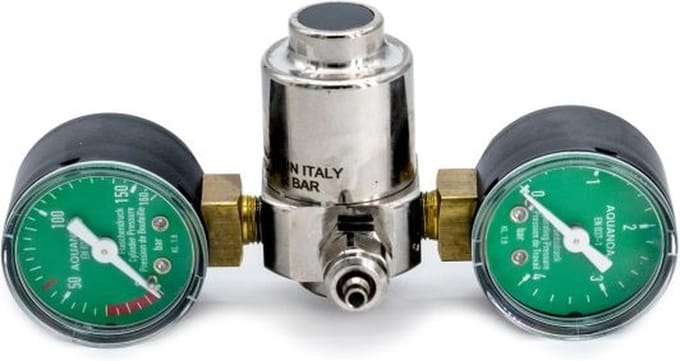 Aqua-Noa CO2 drukregelaar Basic E2 - Met 2 Manometers voor Flesdruk en Werkdruk - Voor CO2 wegwerpflessen