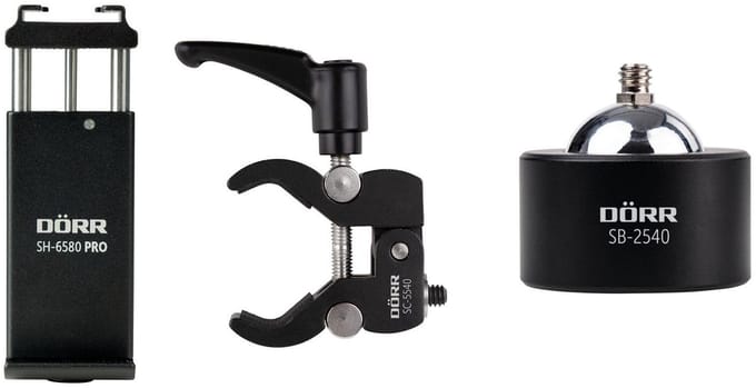 Dörr Stativ Smart Holder Kit, 3-teilig Passieve houder Mobiele telefoon/Smartphone Zwart