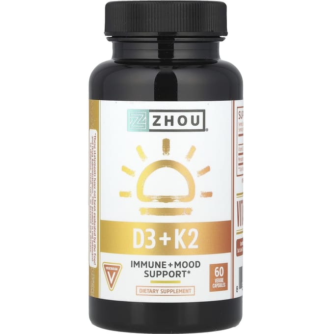 Zhou Nutrition, D3 + K2, 60 vegetarische capsules