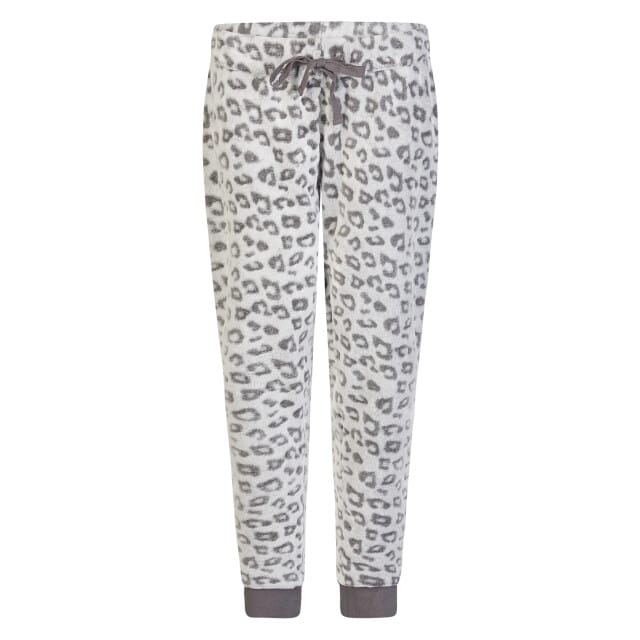 By Louise Dames Huispak Fleece Broek + Sweater Grijs Panterprint - Maat M