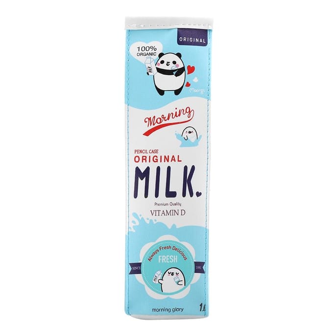 3 Kleuren Cartoon Melk Etui Waterdicht PU Grote Capaciteit Potloodzak Opbergtas blauw